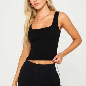 Black Ribbed Women's Tank Top